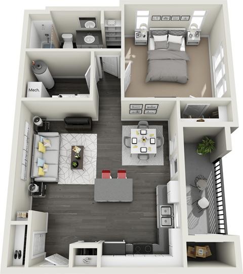 1x1C Floor Plan at Rivulet Apartments, American Fork, 84003